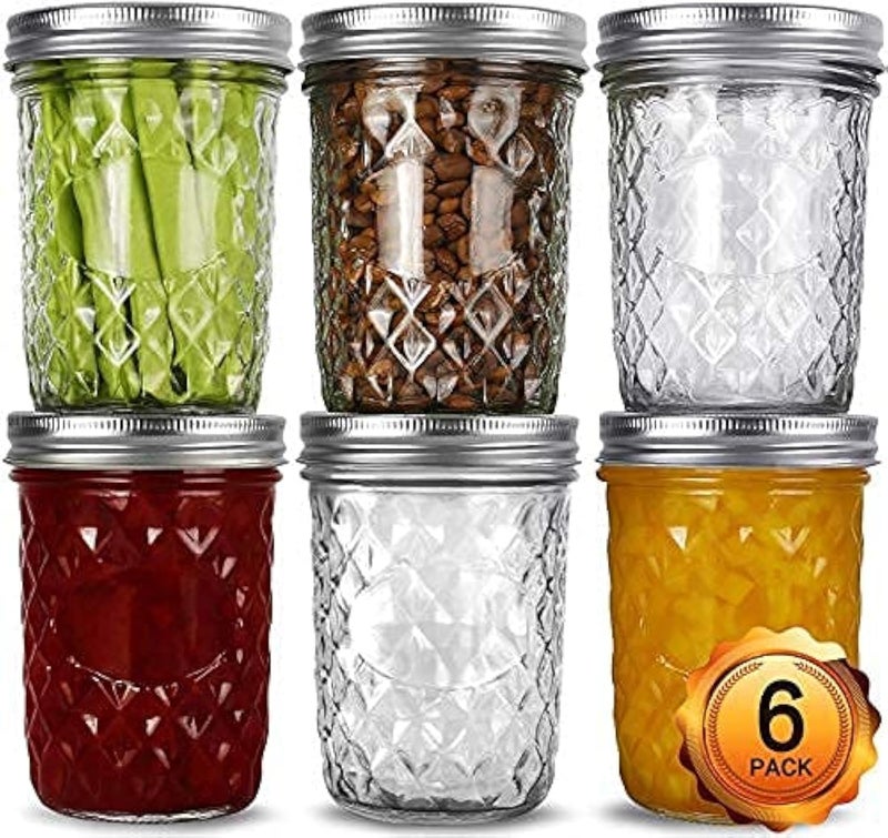 VERONES Wide Mouth Mason Jars 16oz, 6 Pack 16 oz Wide Mouth Mason Jars with Lids and Bands, Ideal for Jam, Honey, Wedding Favors, Shower Favors - Image 1